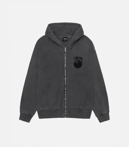 Stussy 8-Ball Zip Hoodie – Pigment Dyed Black