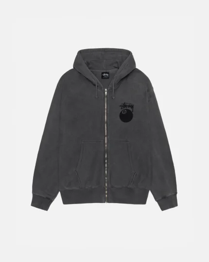 Stussy 8-Ball Zip Hoodie – Pigment Dyed Black