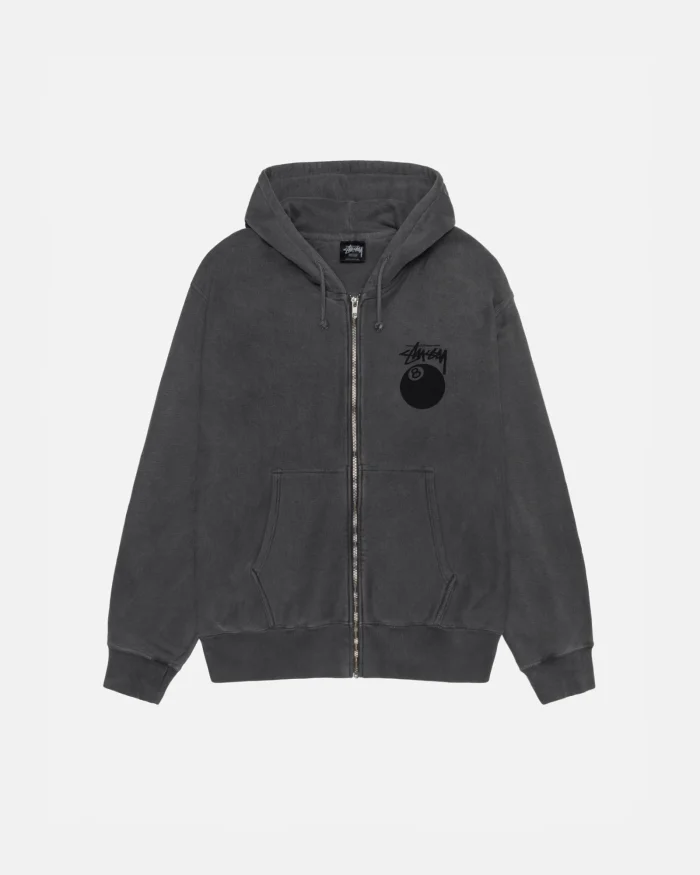 Stussy 8-Ball Zip Hoodie – Pigment Dyed Black