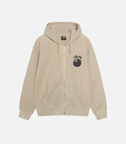 STUSSY 8 BALL ZIP HOODIE – PIGMENT DYED KHAKI
