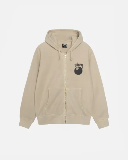 STUSSY 8 BALL ZIP HOODIE – PIGMENT DYED KHAKI