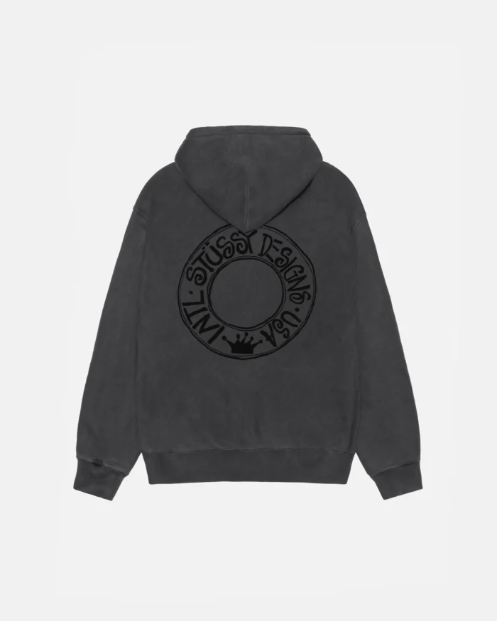STÜSSY BUANA ZIP HOODIE – PIGMENT DYED BLACK