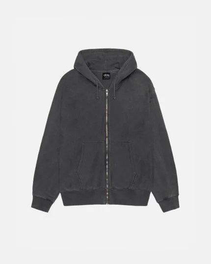 STÜSSY BUANA ZIP HOODIE – PIGMENT DYED BLACK