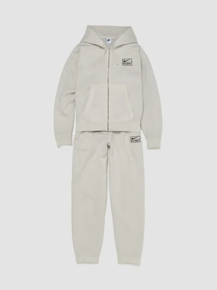 x Stüssy Washed Fleece Tracksuit in Light Bone
